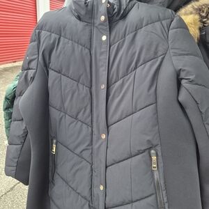Michael Kors Black Puffer Jacket with Gold Details